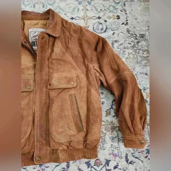 New Zealand Outback Men's Vintage 90's Brown 100% Leather Bomber Jacket, sz XL - Picture 9 of 15